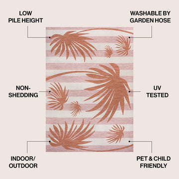Veronica Classic Beach Stripe And Palm Leaf Indoor/Outdoor Area Rug